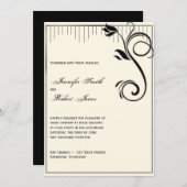 デコフランスのバラブラッククリーム結婚式招待状 招待状 (正面/裏面)