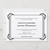 デコブラックフレームグラマーシックなレトロヴィンテージウェディング 招待状 (正面)