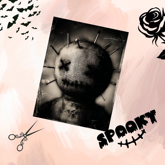 デコプページ不気味なステッチされたゴシック様式のブードゥー人形 薄葉紙