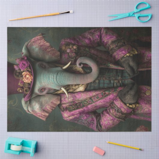 デコペお洒落ファンタジーゾウSTEAMPUNK 薄葉紙 (クラフト)