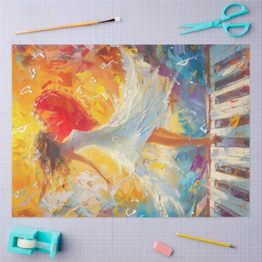 デコペお洒落ージ女性油彩画キーボード 薄葉紙 (クラフト)