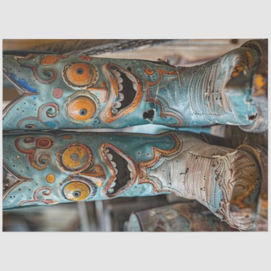 デコペお洒落ージ石畳コミカル顔ブーツ 薄葉紙 (正面)