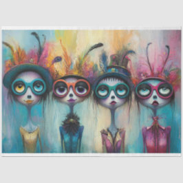 デコペお洒落ージ羽毛の4人女性 薄葉紙