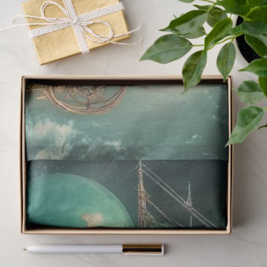 デコペお洒落ージ飛行船ホットエアバルーン緑 薄葉紙 (ギフト)