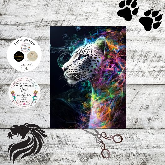 デコペお洒落ード鮮やかヒョウ渦巻き色 薄葉紙