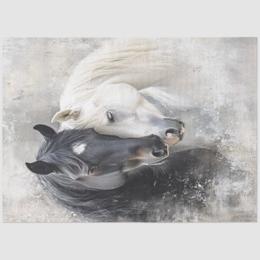 デコペお洒落ー抽象芸術白黒馬 薄葉紙 (正面)