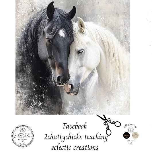 デコペお洒落ー抽象芸術白黒馬 薄葉紙