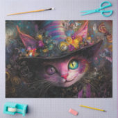 デコペお洒落数々のージ色の猫と帽子 薄葉紙 (クラフト)