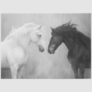 デコペお洒落白黒馬の相互作用 薄葉紙
