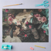 デコペビクトリアンーバレンタインカップル赤&黒 薄葉紙 (クラフト)