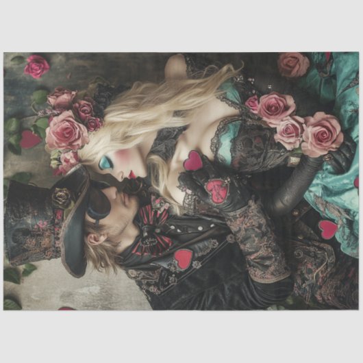 デコペビクトリアンーバレンタインカップル赤&黒 薄葉紙 (正面)