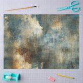 デコペフェイクージ仕上げ抽象芸術ブルーブラウンホワイト 薄葉紙 (クラフト)