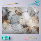 デコペフェイクージ仕上げ黒金ゴールド大理石効果 薄葉紙 (クラフト)