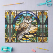 デコペフェイクージ工芸組織用フクロウのステンドグラス 薄葉紙 (クラフト)