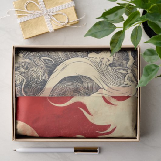 デコペフェイクージ日本のサンと赤の白の渦巻き 薄葉紙 (ギフト)