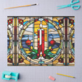 デコペフェイクージ用ステンドグラスのクリスマスキャンドル 薄葉紙 (クラフト)