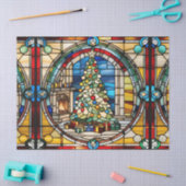 デコペフェイクージC用ステンドグラスのクリスマスツリー 薄葉紙 (クラフト)