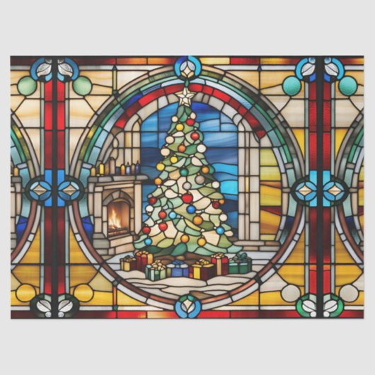 デコペフェイクージC用ステンドグラスのクリスマスツリー 薄葉紙 (正面)