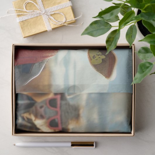 デコペユーモアのあるージ牛の服を着た農服 薄葉紙 (ギフト)