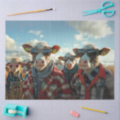 デコペユーモアのあるージ牛の服を着た農服 薄葉紙 (クラフト)