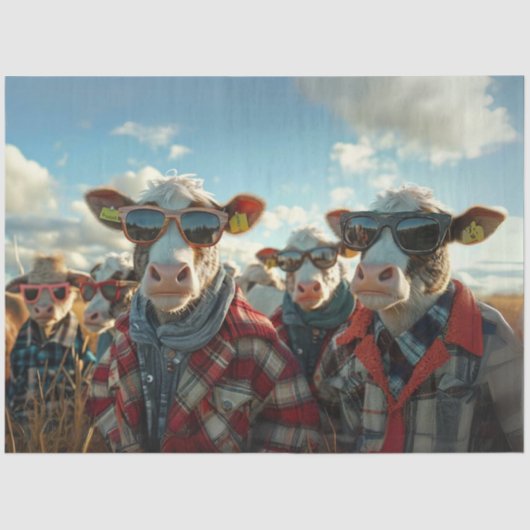 デコペユーモアのあるージ牛の服を着た農服 薄葉紙 (正面)