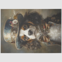 デコペーお洒落ジヴィンテージドレススパニエル犬と帽子 薄葉紙