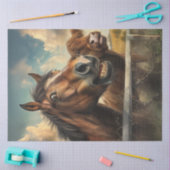 デコペーお洒落ジ写真おもしろい顔馬 薄葉紙 (クラフト)