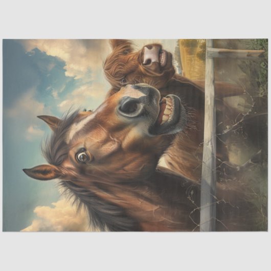 デコペーお洒落ジ写真おもしろい顔馬 薄葉紙 (正面)