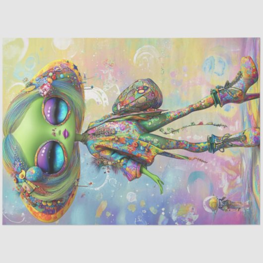 デコペーサイケデリックジファッションガールキャラクター 薄葉紙 (正面)