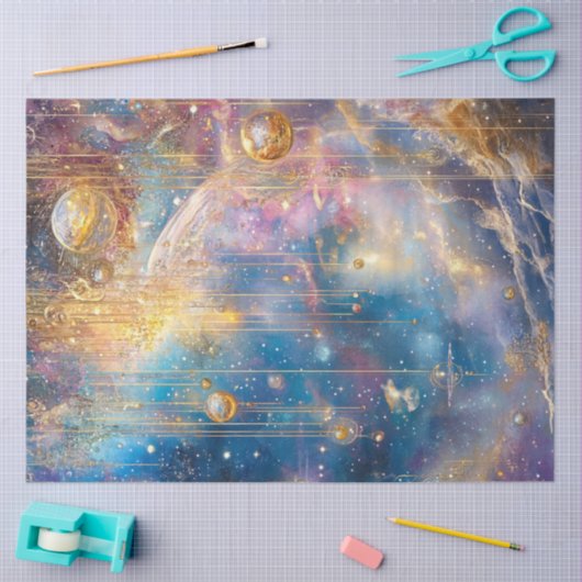 デコページお洒落漫画シーン金ゴールドブルース 薄葉紙 (クラフト)