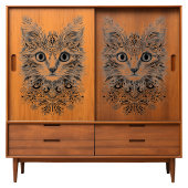 デコページのために黒で絡まったドードルキャットアート – 薄葉紙