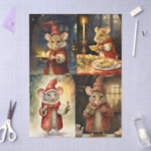 デコページのためのクリスマスネズミのコラージュ 薄葉紙 (クラフト)