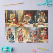 デコページのためのクリスマスネズミの大規模なコラージュ 薄葉紙 (クラフト)