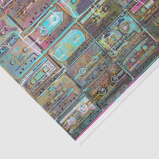 デコページまたはコラージュ紙用カセットテープアート 薄葉紙 (詳細)