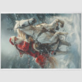 デコページクラシックヴィンテージサンタライディングホワイトホース 薄葉紙 (正面)