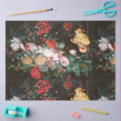 デコページティッシュペーパーの暗いフローラバラ 薄葉紙 (クラフト)