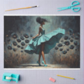 デコページティッシュペーパーアクアブルーポピースウーマン 薄葉紙 (クラフト)