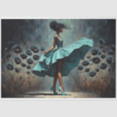 デコページティッシュペーパーアクアブルーポピースウーマン 薄葉紙 (正面)