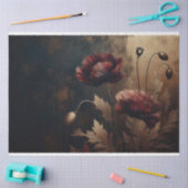 デコページティッシュペーパークリムゾン金ゴールドポピーフラワー 薄葉紙 (クラフト)