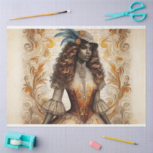 デコページティッシュペーパービクトリアンアフリカ系アメリカ人 薄葉紙 (クラフト)