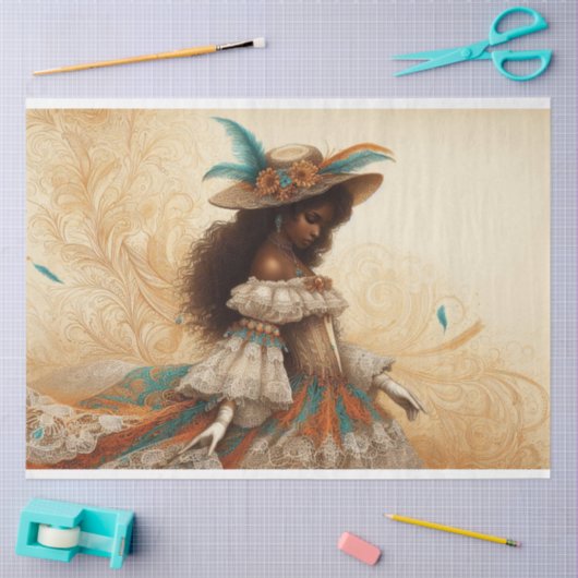 デコページティッシュペーパービクトリアンアフリカ系アメリカ人 薄葉紙 (クラフト)