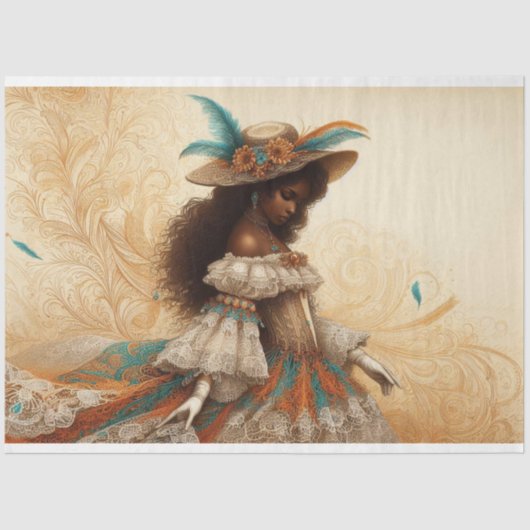 デコページティッシュペーパービクトリアンアフリカ系アメリカ人 薄葉紙 (正面)