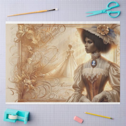 デコページティッシュペーパービクトリアンアフリカ系アメリカ人 薄葉紙 (クラフト)