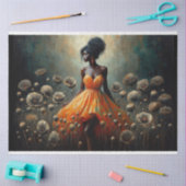 デコページティッシュペーパーフロロオレンジケッパイズウーマン 薄葉紙 (クラフト)