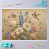 デコページティッシュペーパーフローラハミングバードデザイン 薄葉紙 (クラフト)