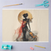 デコページティッシュペーパーレディ姿レッドブラック金ゴールド 薄葉紙 (クラフト)