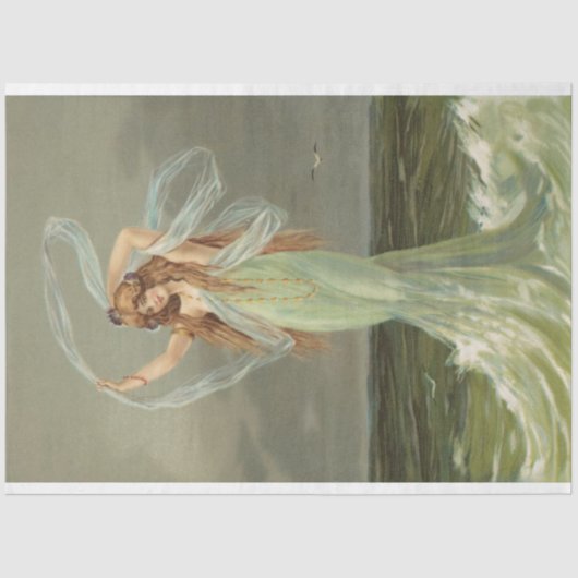 デコページティッシュペーパーヴィンテージマーメイドシーニンフ 薄葉紙 (正面)