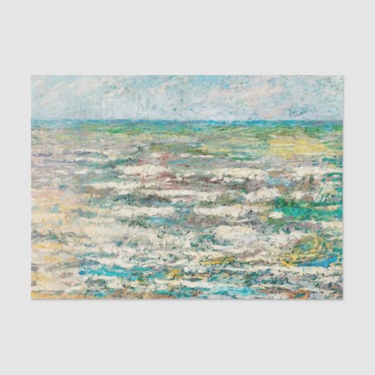 デコページティッシュペーパー数々の海色ブルーグリーン 薄葉紙 (正面)