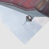 デコページティール（緑がかった色）トラックに花をロード赤い納屋 薄葉紙 (詳細)