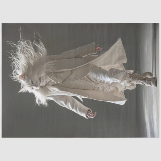 デコページファッションショーホワイトキャットホワイト服 薄葉紙 (正面)